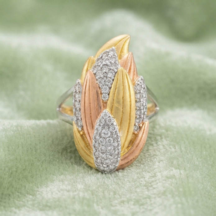 Tricolor Leaf Ring