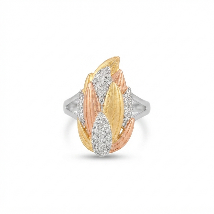 Tricolor Leaf Ring
