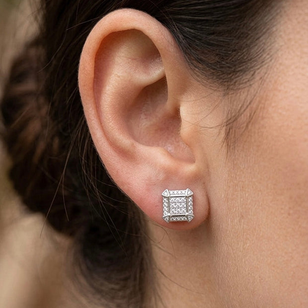 Pave Square Stud Earrings