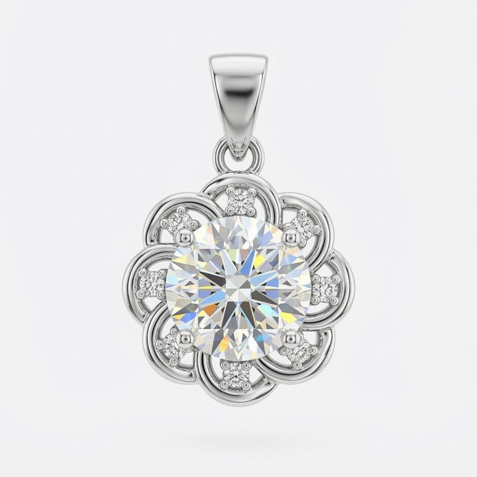 Sterling Round Stone Pendant