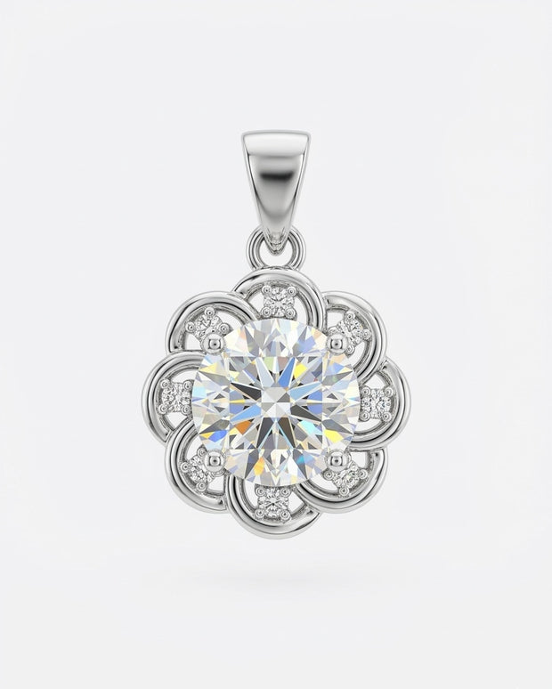 Sterling Round Stone Pendant