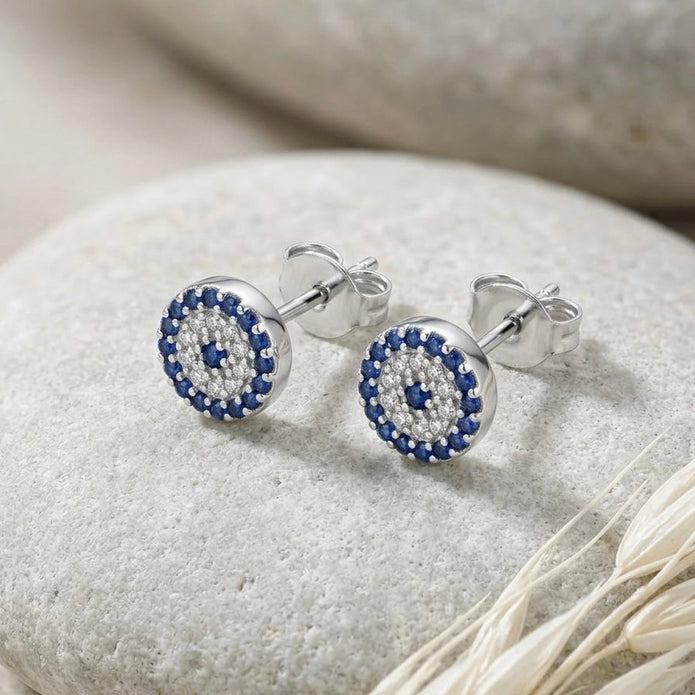 Sparkling Evil Eye Pendant & Studs (Medium)