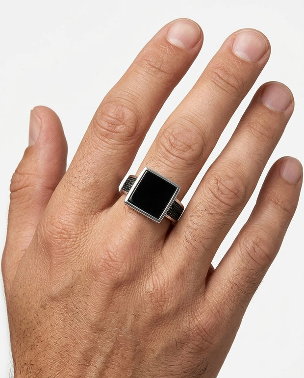 Midnight Onyx Silver Ring