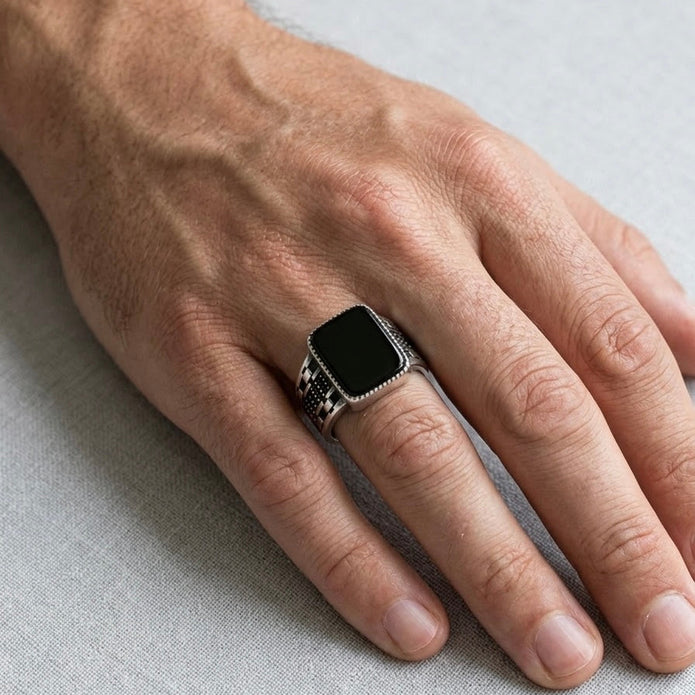 Midnight Onyx Silver Ring
