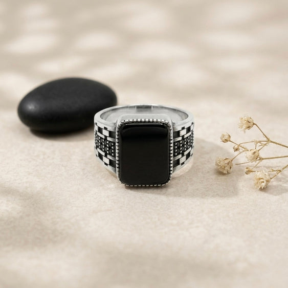 Midnight Onyx Silver Ring