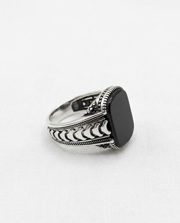 Midnight Onyx Silver Ring