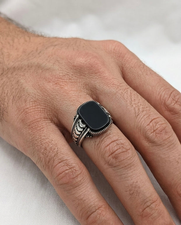 Midnight Onyx Silver Ring