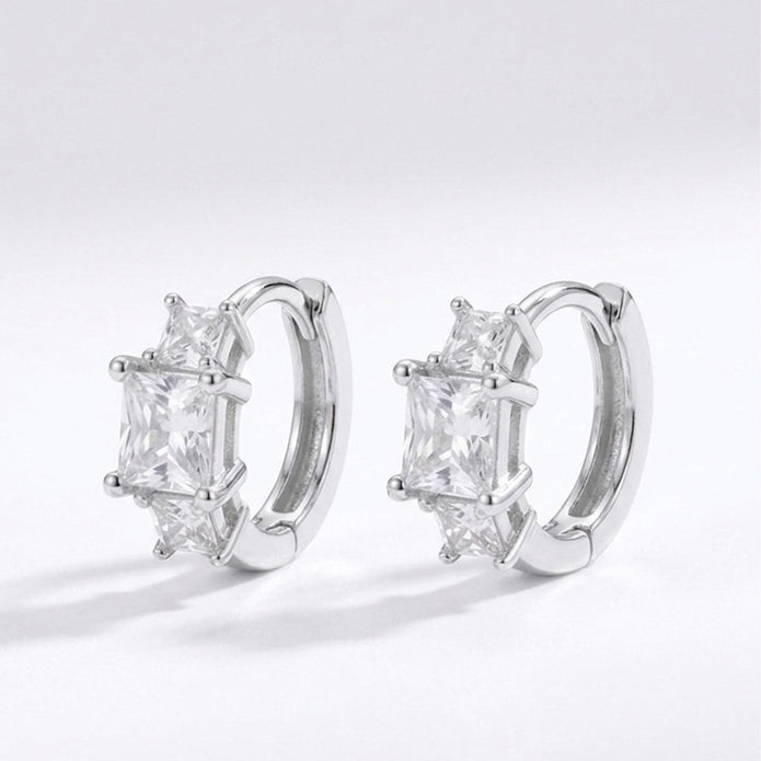 Princess Cut Crystal Hoops