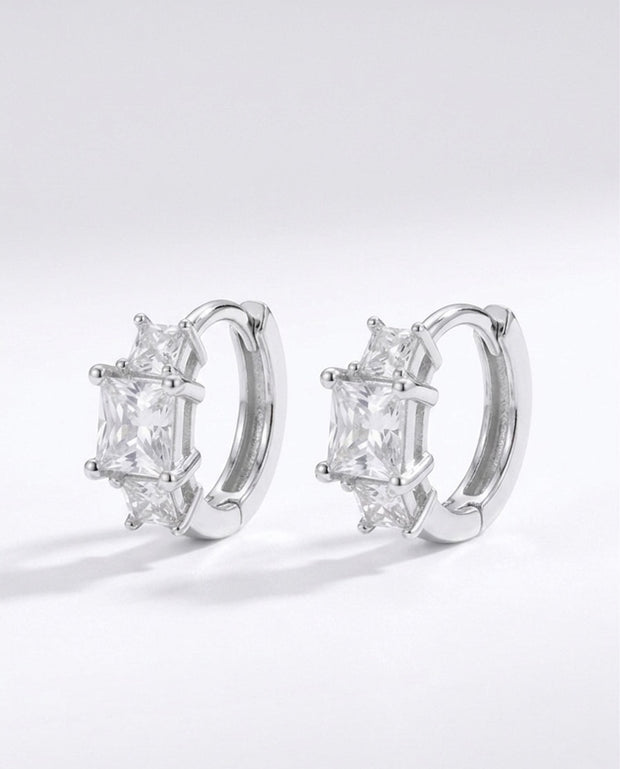 Princess Cut Crystal Hoops
