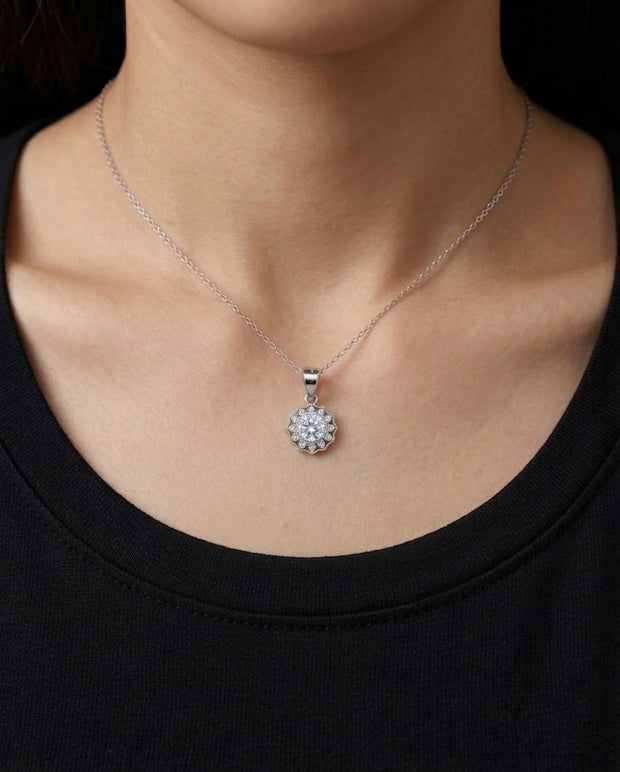 Sterling Floral Round Pendant