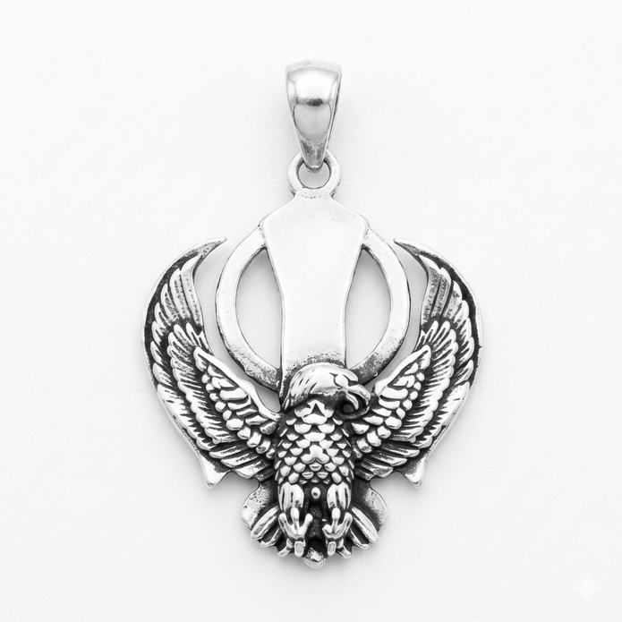 Oxidised Eagle Pendant