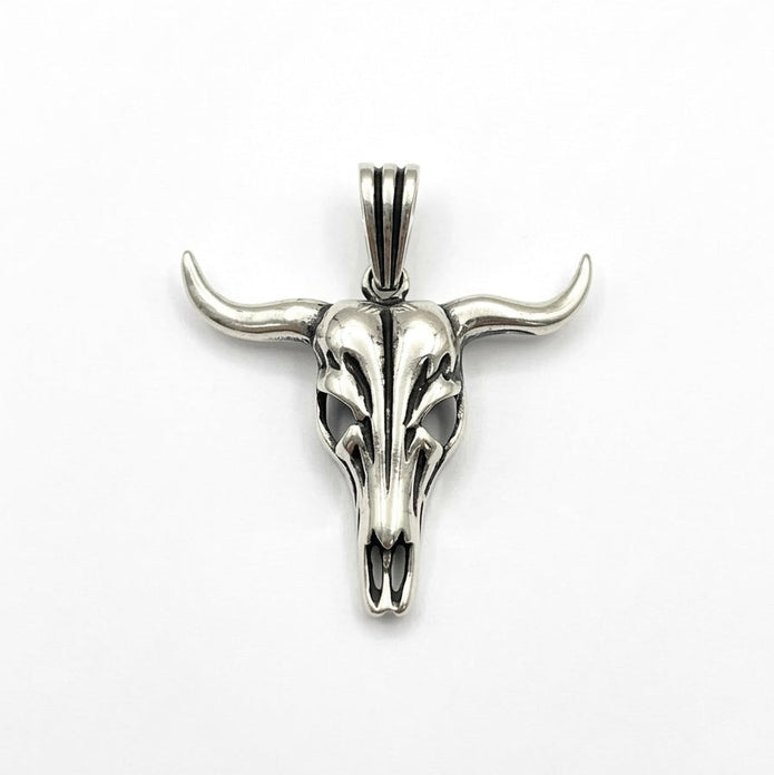 Oxidised Bull Skull Pendant