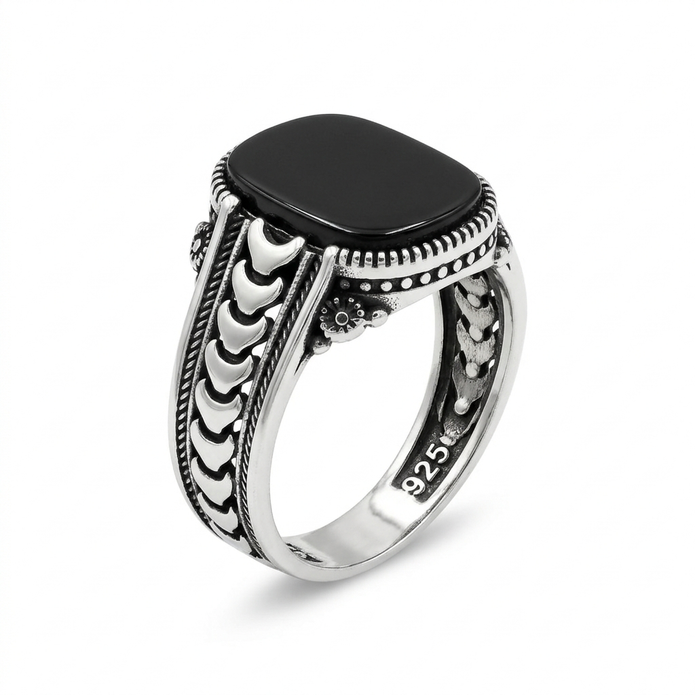 Midnight Onyx Silver Ring
