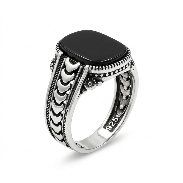 Midnight Onyx Silver Ring