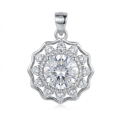 Sterling Floral Round Pendant