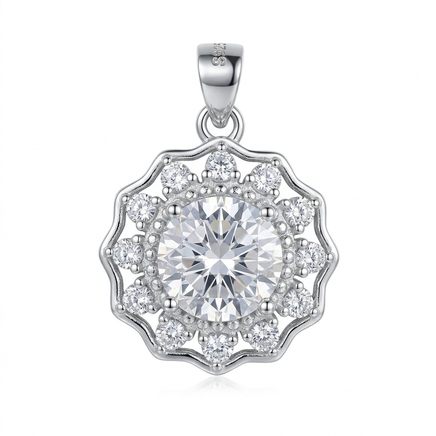 Sterling Floral Round Pendant