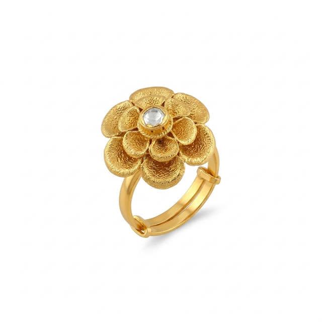 Gold Plated Floral Adjustable Ring