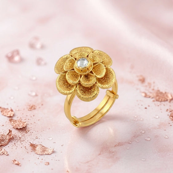 Gold Plated Floral Adjustable Ring