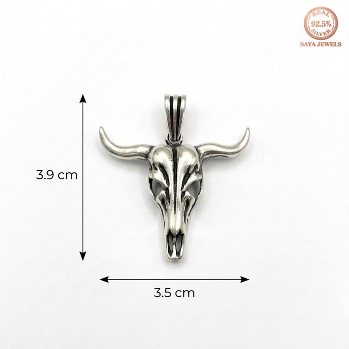 Oxidised Bull Skull Pendant