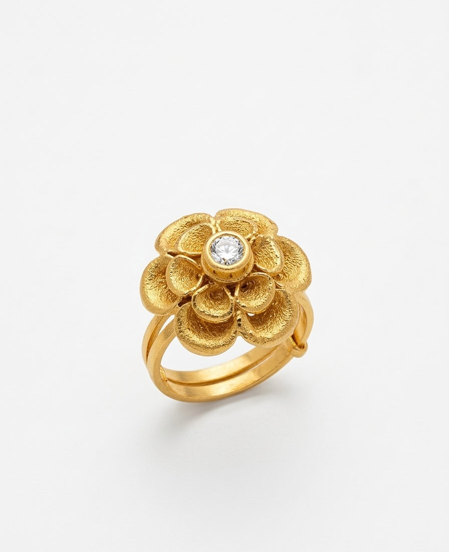 Gold Plated Floral Adjustable Ring