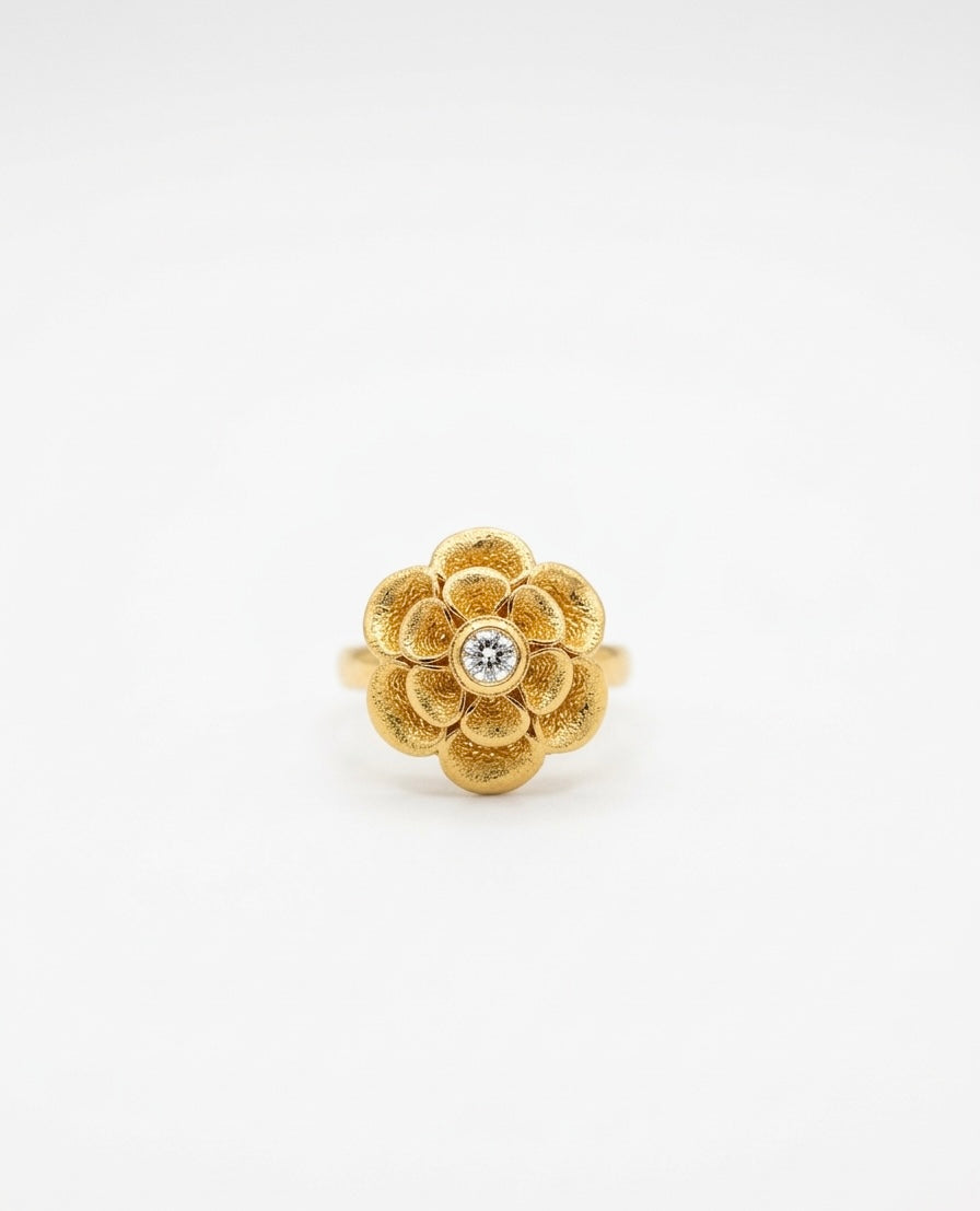 Gold Plated Floral Adjustable Ring