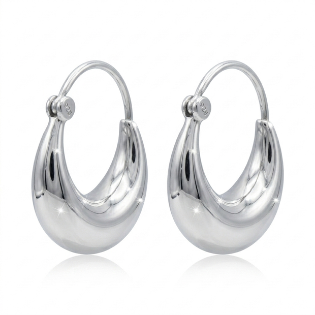 Silver Eclipse Hoops