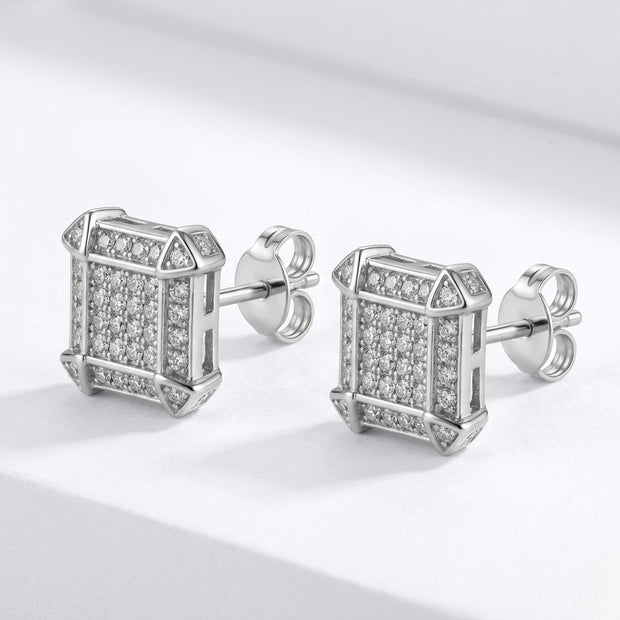 Pave Square Stud Earrings